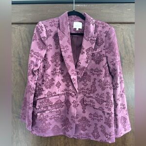 NWOT Cinq A Sept Faye Satin Floral Jacquard Blazer $595